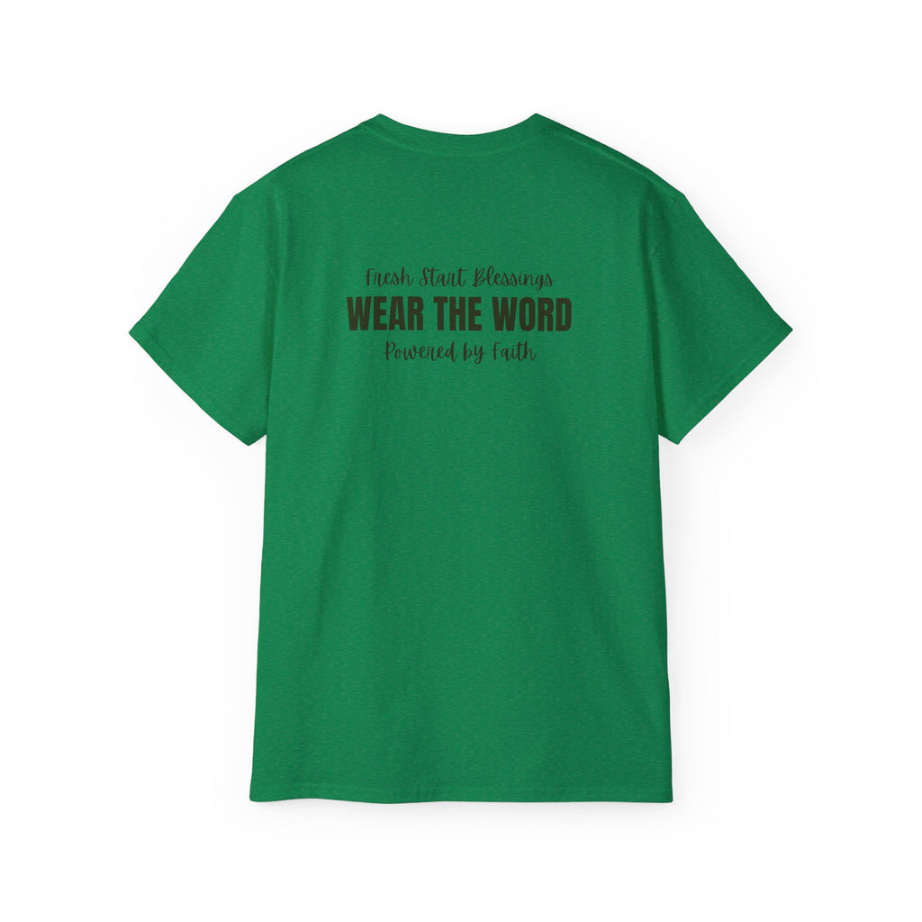 Powered by Faith T-Shirt — Christian Inspirational Tee (Wear the Word)