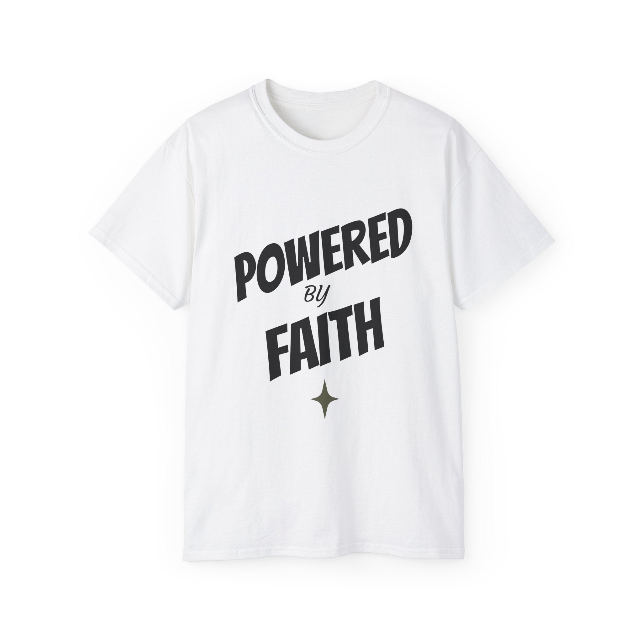 Powered by Faith T-Shirt — Christian Inspirational Tee (Wear the Word)