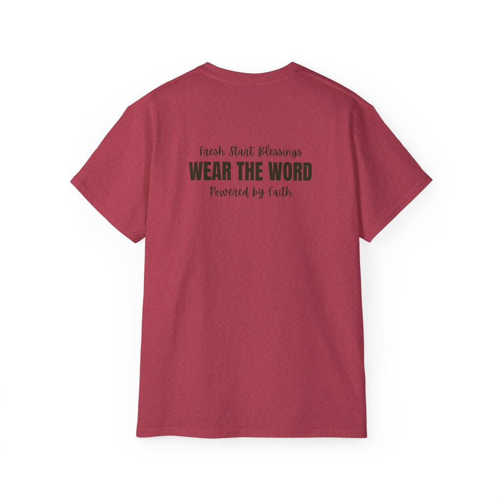 Powered by Faith T-Shirt — Christian Inspirational Tee (Wear the Word)