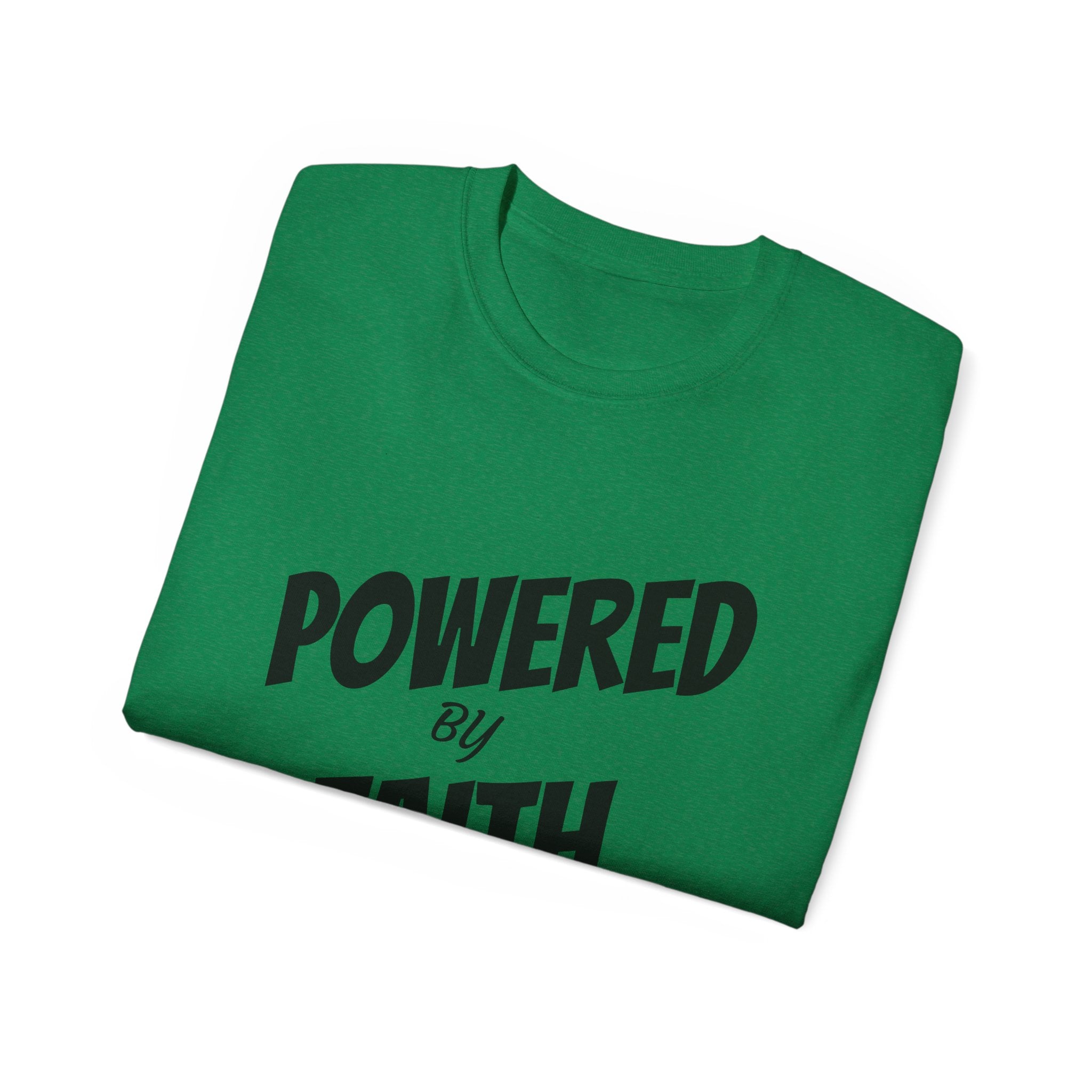 Powered by Faith T-Shirt — Christian Inspirational Tee (Wear the Word)