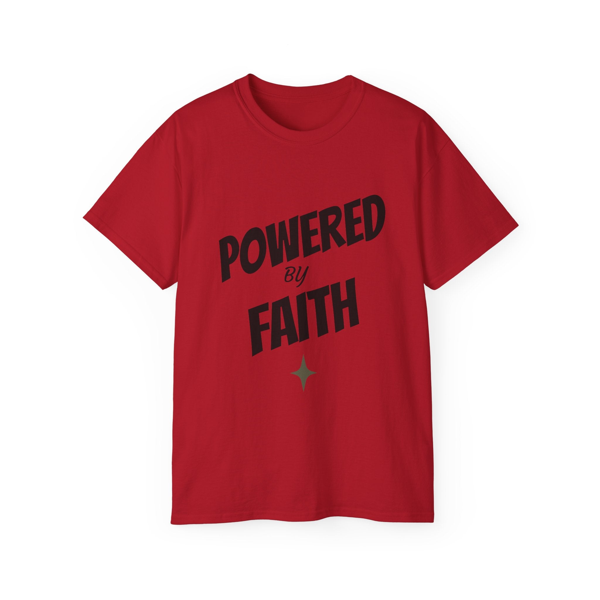 Powered by Faith T-Shirt — Christian Inspirational Tee (Wear the Word)