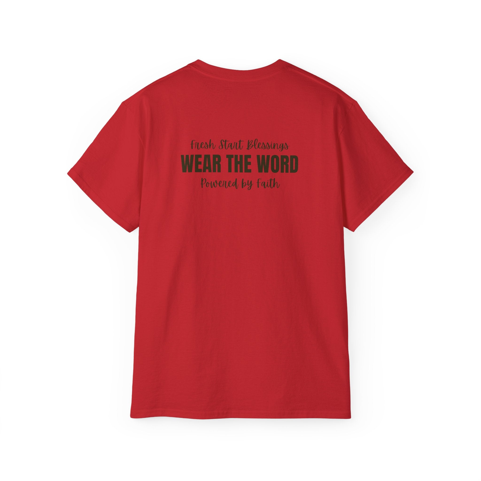 Powered by Faith T-Shirt — Christian Inspirational Tee (Wear the Word)