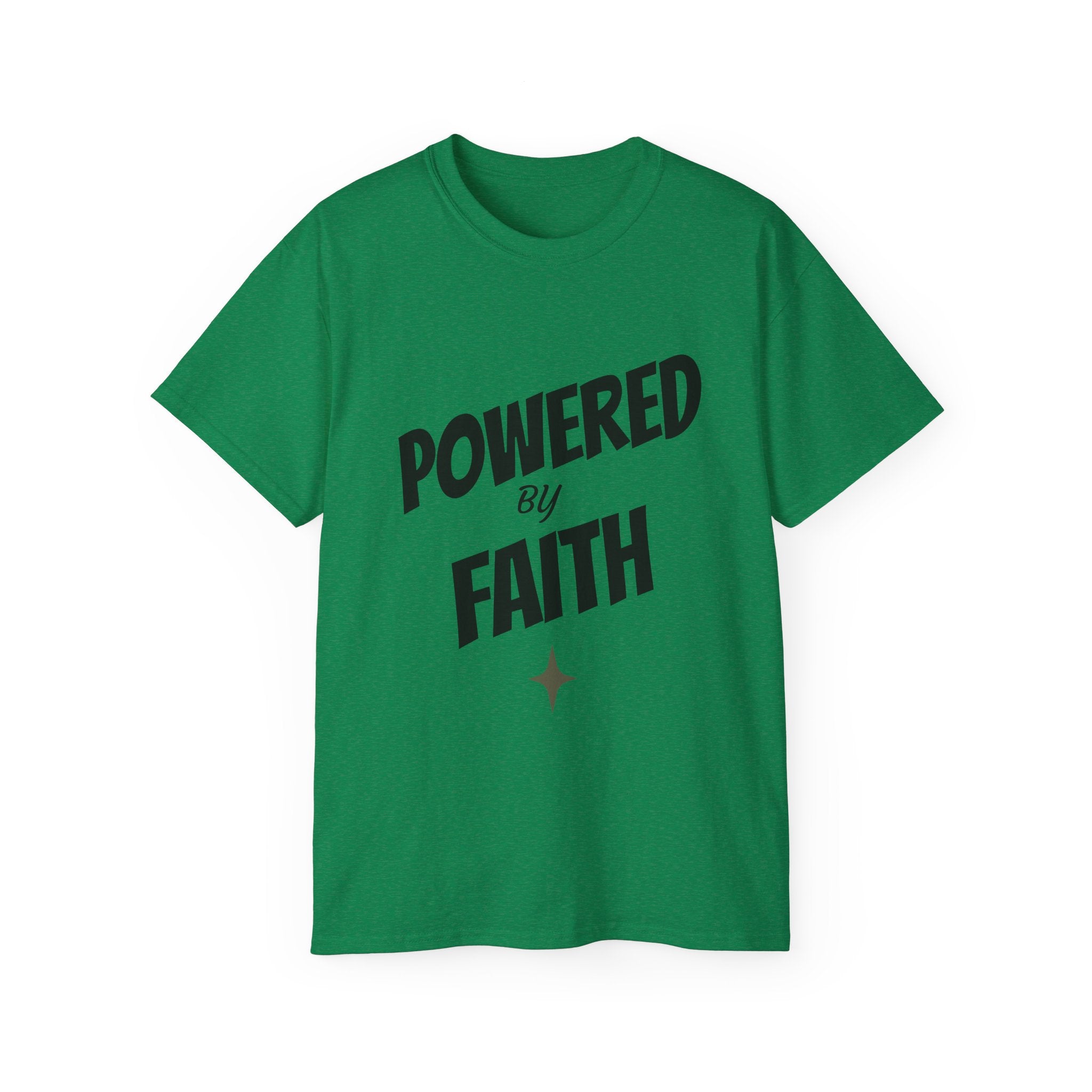 Powered by Faith T-Shirt — Christian Inspirational Tee (Wear the Word)