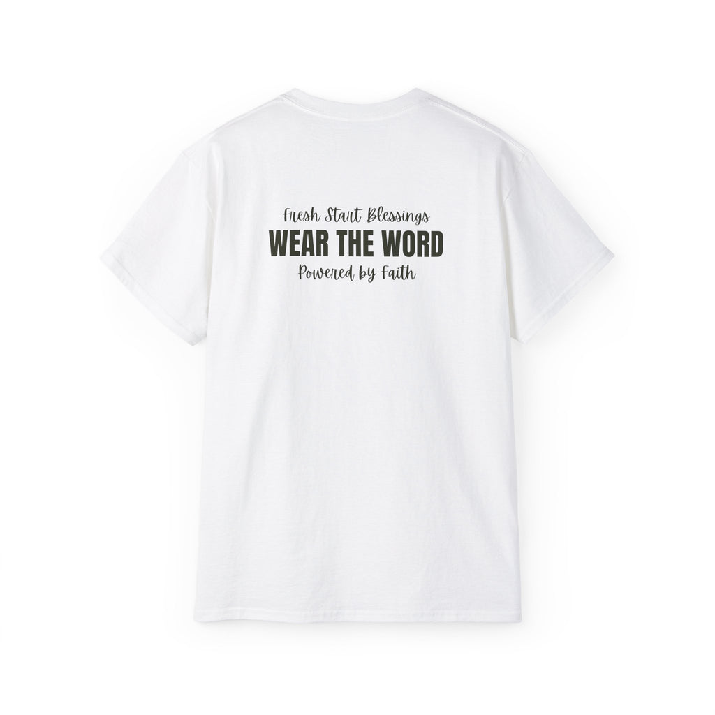 Powered by Faith T-Shirt — Christian Inspirational Tee (Wear the Word)