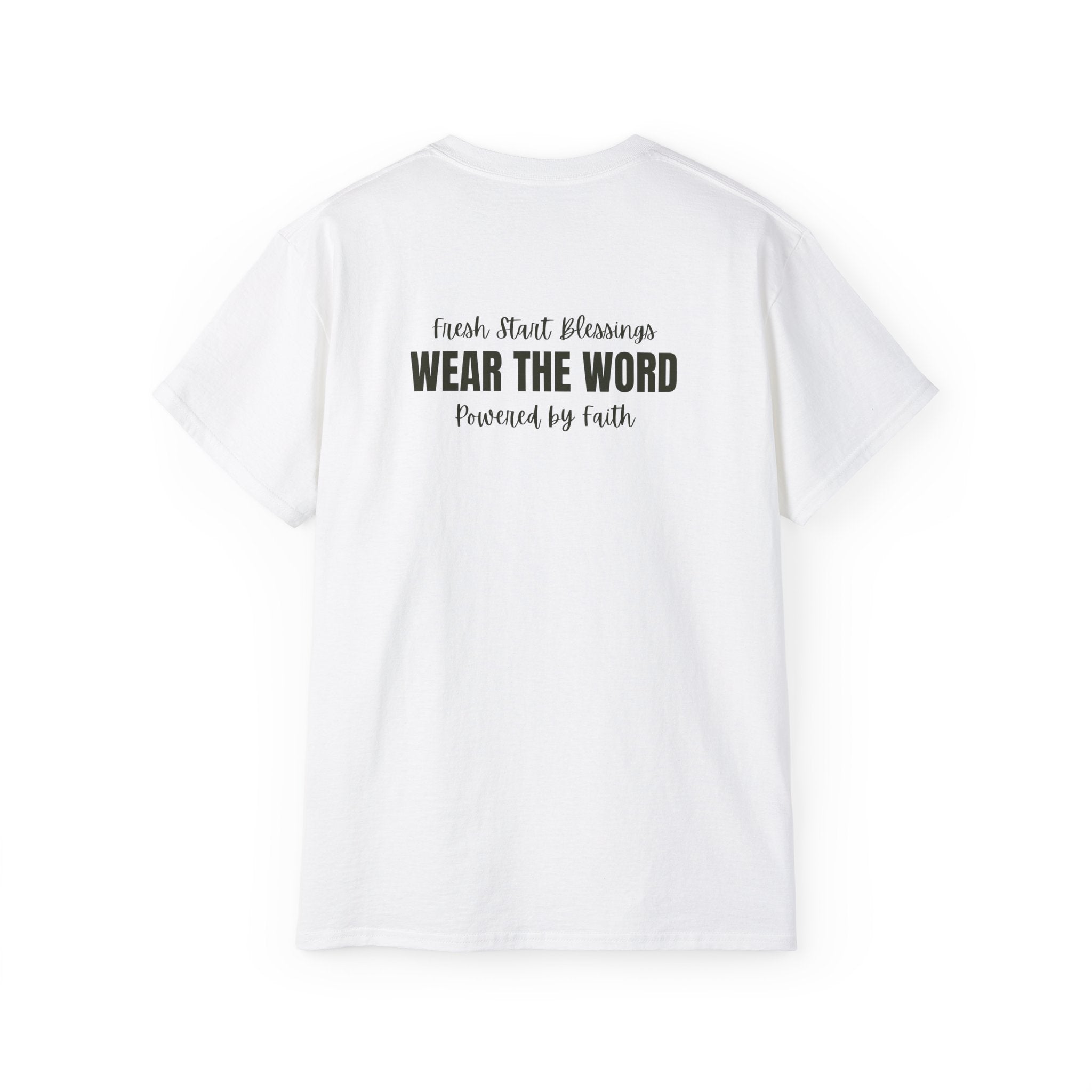 Powered by Faith T-Shirt — Christian Inspirational Tee (Wear the Word)