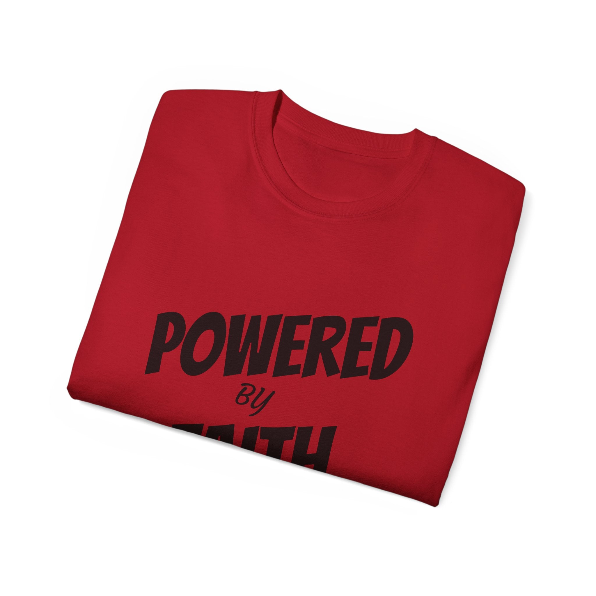 Powered by Faith T-Shirt — Christian Inspirational Tee (Wear the Word)