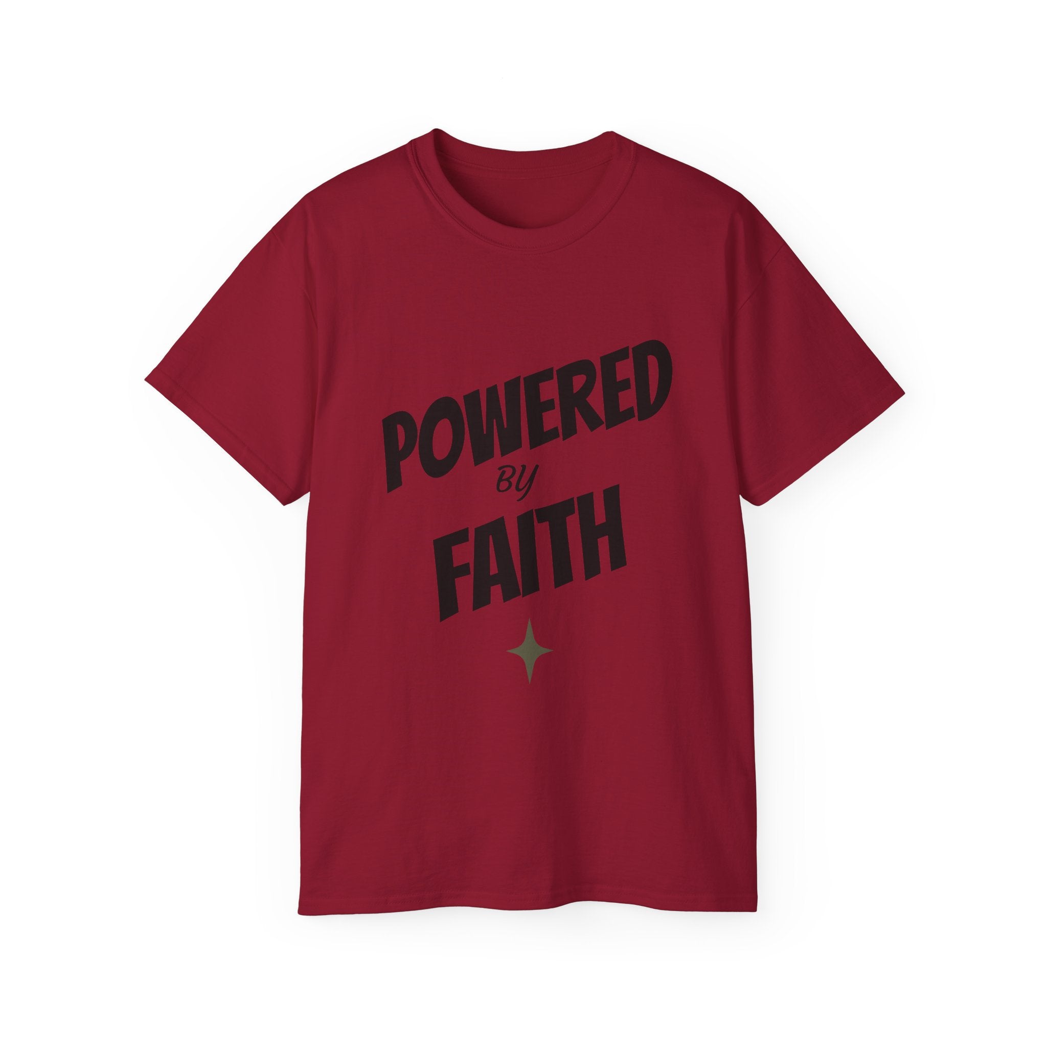 Powered by Faith T-Shirt — Christian Inspirational Tee (Wear the Word)