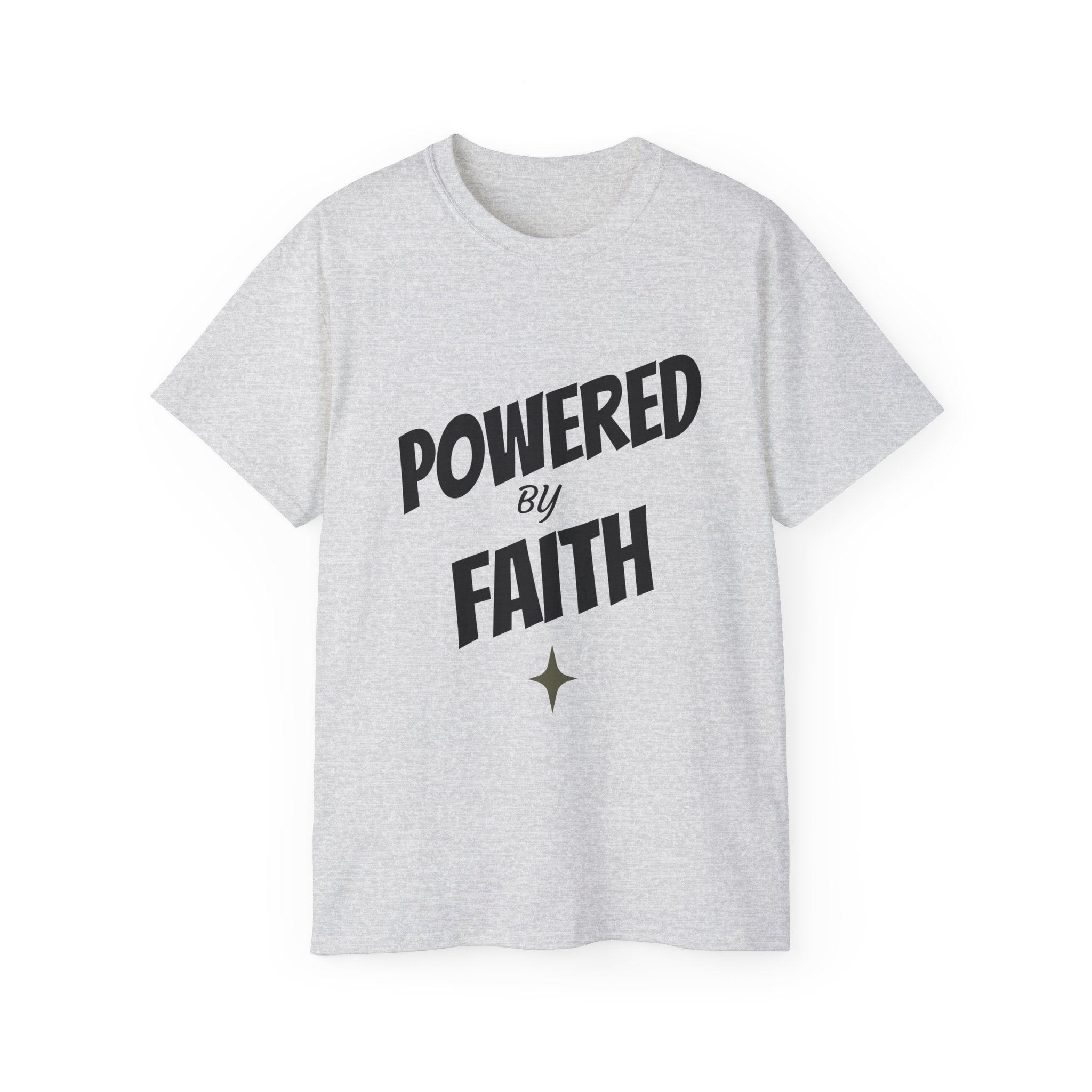 Powered by Faith T-Shirt — Christian Inspirational Tee (Wear the Word)